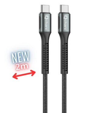 Cable qcharx prague usb tipo c - 2m - aleacion de aluminio negro cordon de tela suave